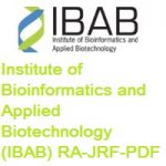 Institute of Bioinformatics and Applied Biotechnology (IBAB) RA-JRF-PDF