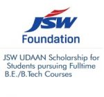 JSW UDAAN Scholarship for Students pursuing Fulltime B.E./B.Tech 2026-2027 JSW UDAAN Scholarship for Students pursuing Fulltime BE BTech Courses