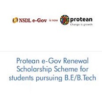Protean e-Gov Renewal Scholarship Scheme for students pursuing BE-BTech
