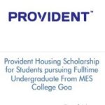 Provident Housing Scholarship for Students pursuing Fulltime Undergraduate From MES College Goa