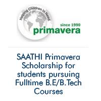 SAATHI Primavera Scholarship for students pursuing Fulltime B.E/B.Tech