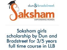 Saksham Dun and Bradstreet Girls Scholarship for Full time 3/5 LLB (2020-2021)