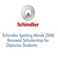 Schindler Igniting Minds (SIM) Renewal Scholarship for Diploma Students (2019-2020)