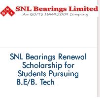 SNL Bearings Renewal Scholarship for Students Pursuing B.E-B. Tech (2019-2020)